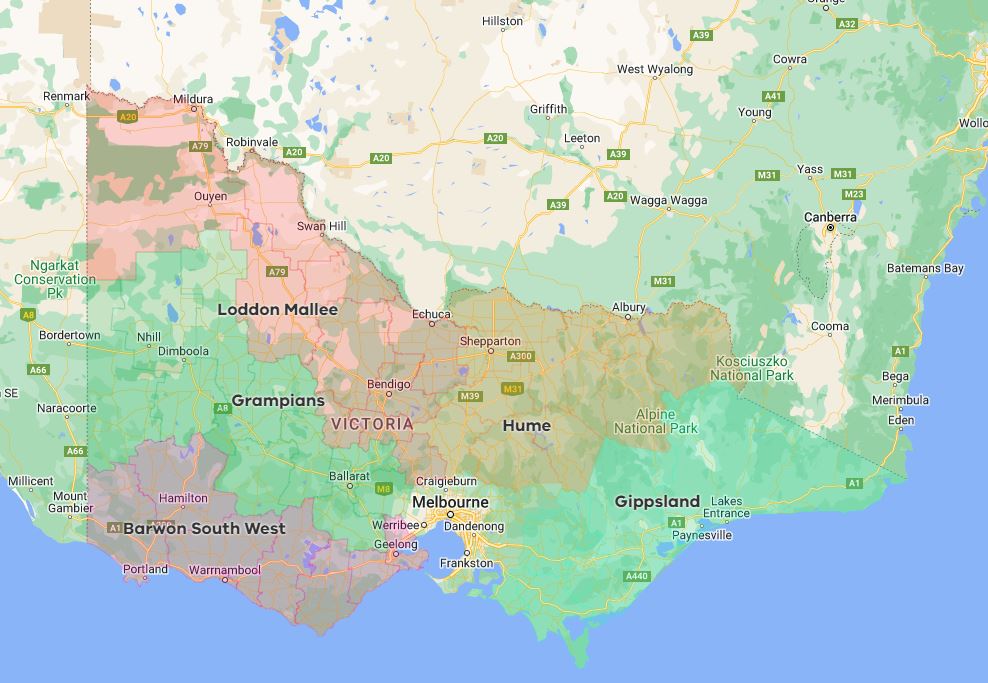 A map of Victoria's economic Regions