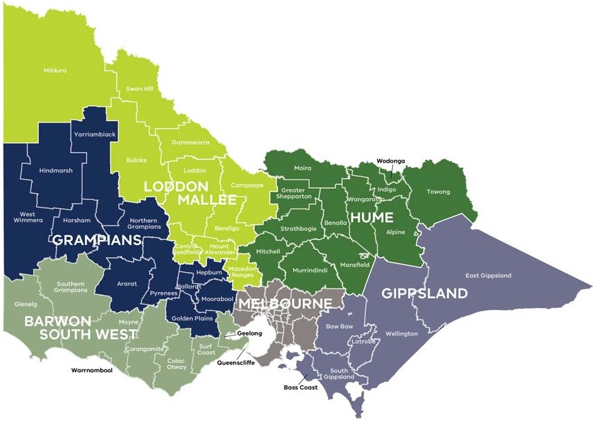 A map of Victoria's economic Regions