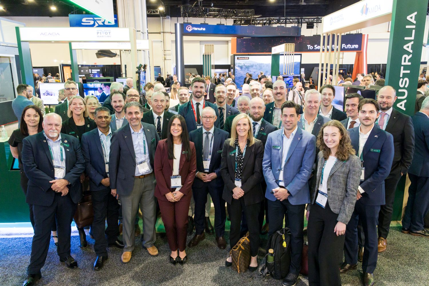 A group shot of the Victorian companies exhibiting at Sea Air Space 2026