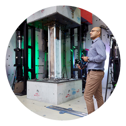 An engineer tests his equipment in a lab