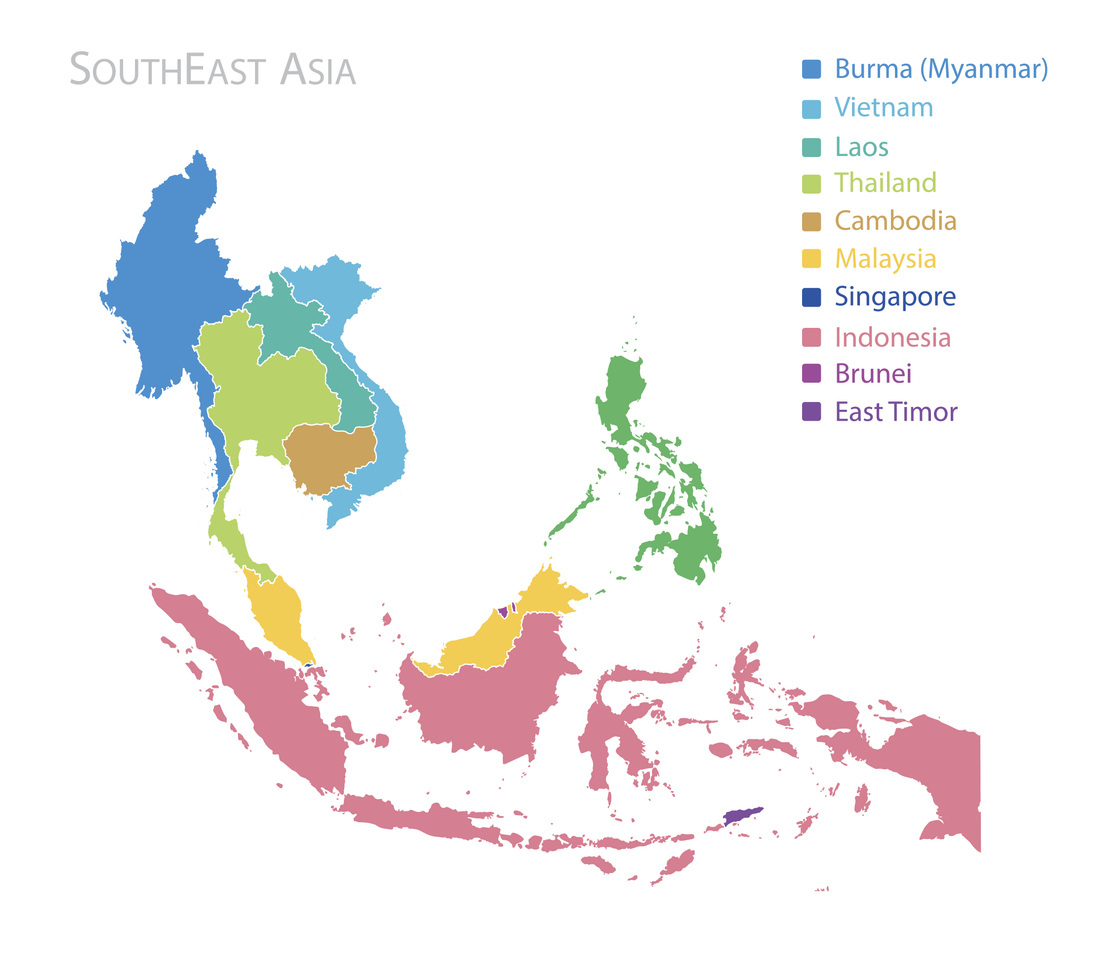 Map of Southeast Asia with names