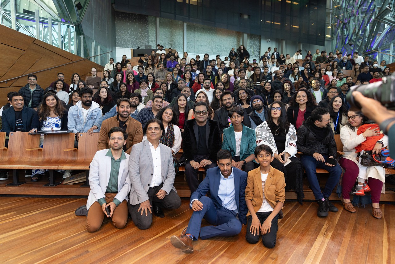 Attendees at the Melbourne Indian Film Festival pose for a photo